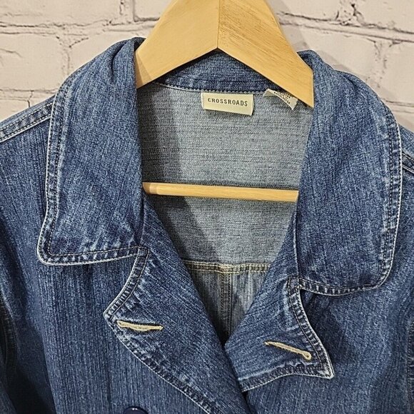 Crossroads Denim Jacket Womens L Large Vintage Button Up 100% Cotton Blue - Picture 5 of 10